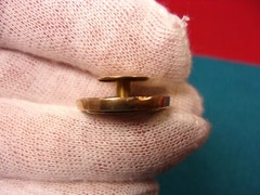 FANCY VTG ANTIQUE ROSE GOLD FILLED “D” COLLAR STUD BUTTON WITH “DWB”? MONOGRAM