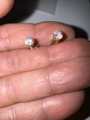 14K Yellow Gold Diamonique DQ Cubic Zirconia CZ Post Earrings 1.03 Gr