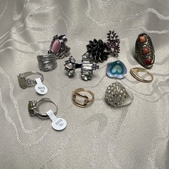 10pc Mixed Lot Women’s Fashion Rings Multicolor Metal Glass Rhinestone