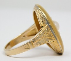 Late Victorian 19k & 12k Yellow Gold Diamond & Pearl Star Motif Ring Sz 5 B6831