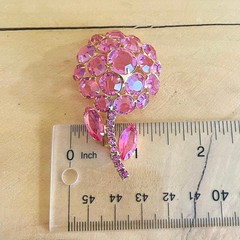 Vtg 60s Juliana DeLizza Elster Pink Rhinestone Flower Brooch Pin Original Box