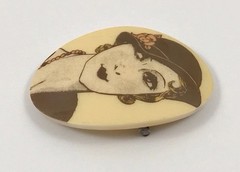 Vintage Art Deco French Celluloid Brooch Pin Trombone Clasp. #1496