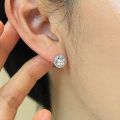 Art Deco Round Cut Lab Created Diamond 925 Silver Solitaire Christmas Earrings