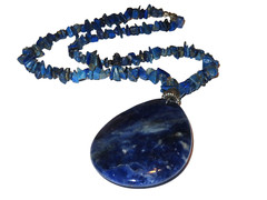 Lapis Lazuli Gemstone Chip & Drop Boho Necklace 18 inch 74grams