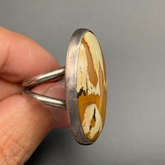 Vintage Owyhee Picture Jasper Sterling Silver Ring Size 8.75