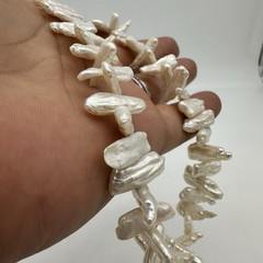 Vtg Pippa Baroque Stick Pearl Necklace Sterling Silver 18 Inch Artisan Statement
