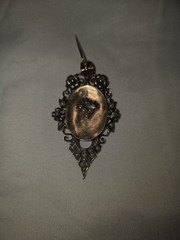 Antique Victorian Mourning Locket Brooch Pendant Seed Pearl Turquoise GF