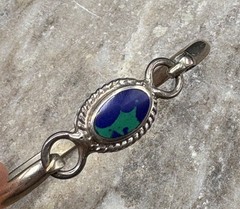 Vintage Mexico Sterling Silver & Blue/Green Stone Bracelet Bangle