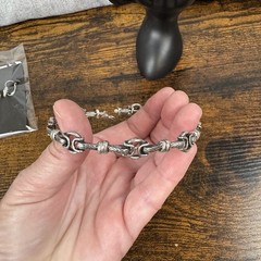 Alex and Ani Vintage Sixty-Six Bracelet Silver tone Bead Belt Buckle style A01