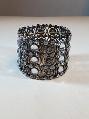 Vtg 60’s Rhinestone Crystal Stretch Cuff Bracelet 2″
