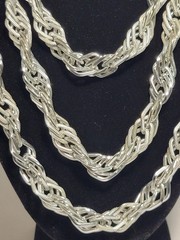 Vintage West German Eloxal Aluminum Triple Strand 58″ Statement Necklace