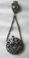 Antique Chatelaine Belt Clip Art Nouveau Buffalo Filigree Purse Vinaigrette