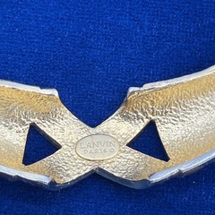 Lanvin Paris Gold Tone Mesh & Brown Enamel Choker Necklace 15” Vintage Signed