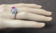 Vintage Platinum Cocktail Ring 1.77CT. Natural Round Cut Pink Sapphire GIA Cert