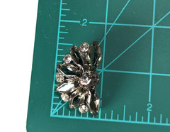 1950s Juliana D&E Book Piece Brooch Earrings Set Smoky Gray Coffin Navette 3″