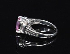 Rare 2.10ct GIA Certified Pink Sapphire 0.40ct Diamond Platinum Ring Size 5
