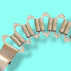 Vintage Silver Plate Wide Victorian Book Chain Bracelet 6.5in
