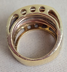 Vintage yellow white and pink 18k GOLD ring very heavy (16 g.) size 7