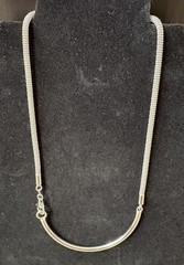 925 Sterling Mesh Chain Curved Bar Necklace/Wrap Bracelet