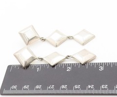 925 Sterling Silver Vintage Earrings BARRA Dangling Drop Square Design EG13519