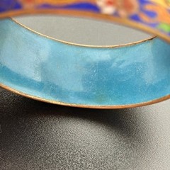 Vintage Womens Bangle Bracelet 2.5in Multicolor Cloisonne Enamel Floral Jewelry