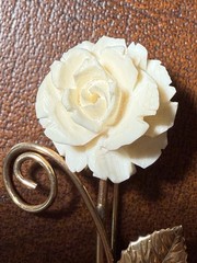 Vintage Winard Brooch 12KT GF Carved White Rose VTG