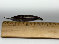 Vintage Beau Sterling silver Leaf brooch Pin long MCM signed 3 1/8″