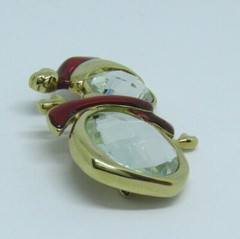 VTG SPARKLING CRYSTAL & ENAMEL CHRISTMAS SNOWMAN BROOCH IN BOX MERRY & BRIGHT?