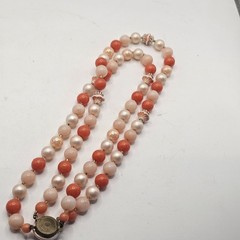 Vintage Beaded Choker Necklace Orange And Ivory Beads Estate Find