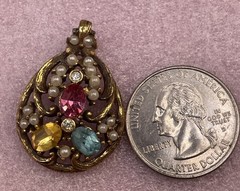 Vintage Victorian Style Ornate Fruit Salad Pendant Rare