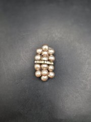 Vintage Art Deco Cream Faux Pearl Rhinestone Accent Fur Dress Clip