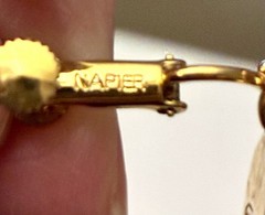 Lot Of 2 Napier Earrings Gold Tone Swirl Twist Hoop And Double Faux Pearl Clip