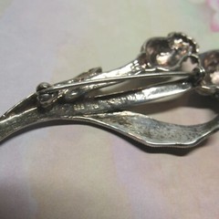 Genuine Solid Sterling Silver with Marcasite Stones Tulip Leaf Flower Pin 14.5g