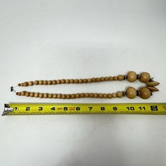 Vintage Boho Natural Wood Bead Statement Necklace 26″ Chunky Earthy – 70s Vibe