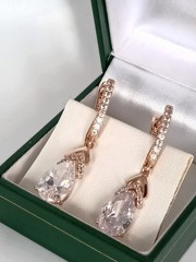 Vintage 1990-s 14 Ct Rolled Gold Zircons Earrings-Hallmarked 585 RG