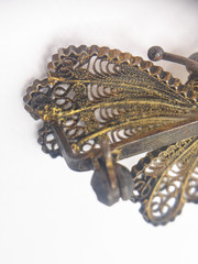 Vintage 800 Silver Filigree Butterfly Brooch Gold Wash 3D Layered Pin