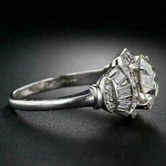 Vintage Art Deco Style Round Cut Lab Created Diamond Engagement 925 Silver Ring