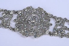 VCLM Victorian Style Rhinestone Filigree Statement Bracelet 8.5″