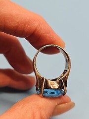 STERLING SILVER LARGE LONDON BLUE TOPAZ Oval Brilliant Cut 925 Ring size 9 (OK)