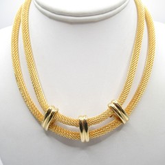 Rolled Mesh Crystal Vintage Double Strand Necklace Fashion MCM