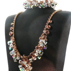 Vintage Juliana D&E Rhinestone Crystal Cha-Cha Necklace & Bracelet Set