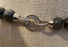 Rare Omphacite Certified Burma Grade A Jadeite Black Charcoal Bead Necklace 9 mm