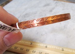 Copper bracelet cuff w/ hearts design, 2.25 inch wide as pictured