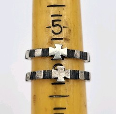 Artisan Sterling Silver iron Cross matching ring lot 2 Goth Moto Chopper Biker