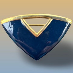Vintage MONET Blue & Gold Enamel STAR & TRIANGLE Brooch Modernist
