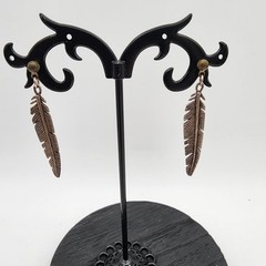 Vintage 925 Sterling Silver Southwestern Feather Dangle Drop Post Back Earrings