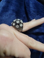 Premier “Time Square” Vintage Dome Cocktail Ring with Rhinestones