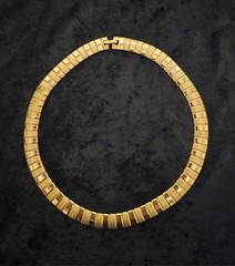 VTG 1990’s Goldtone Choker Necklace Elegant Boss Lady Brushed & Glossy
