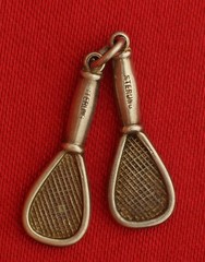 Vintage Sterling TENNIS RACKET Charm 2 Mini TENNIS RACQUET SPORTS CHARMS Small