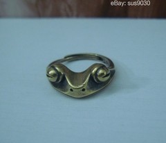 Retro Brass Frog Toad Statue Adjustable Ring US Size 6-8
